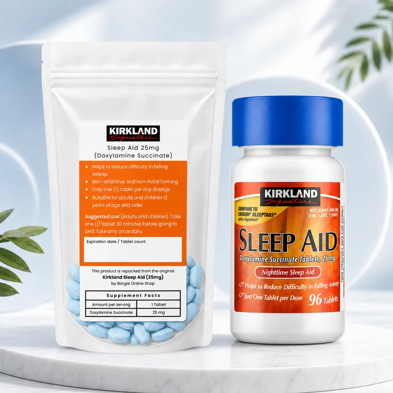 Kirkland Sleep Aid 25mg Doxylamine Succinate Tablets
